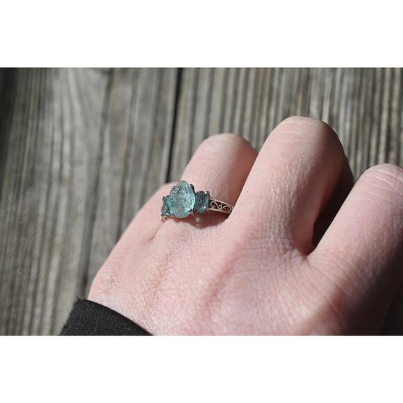 Handmade Aquamarine Ring in .925 sterling silver - Picture 4 of 5